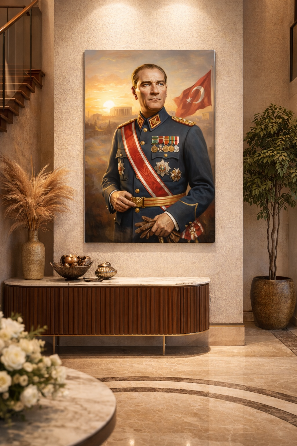 Asil Kumandan Atatürk Cam Tablo
