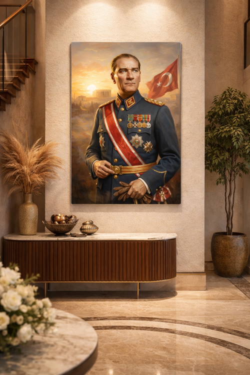 Asil Kumandan Atatürk Cam Tablo