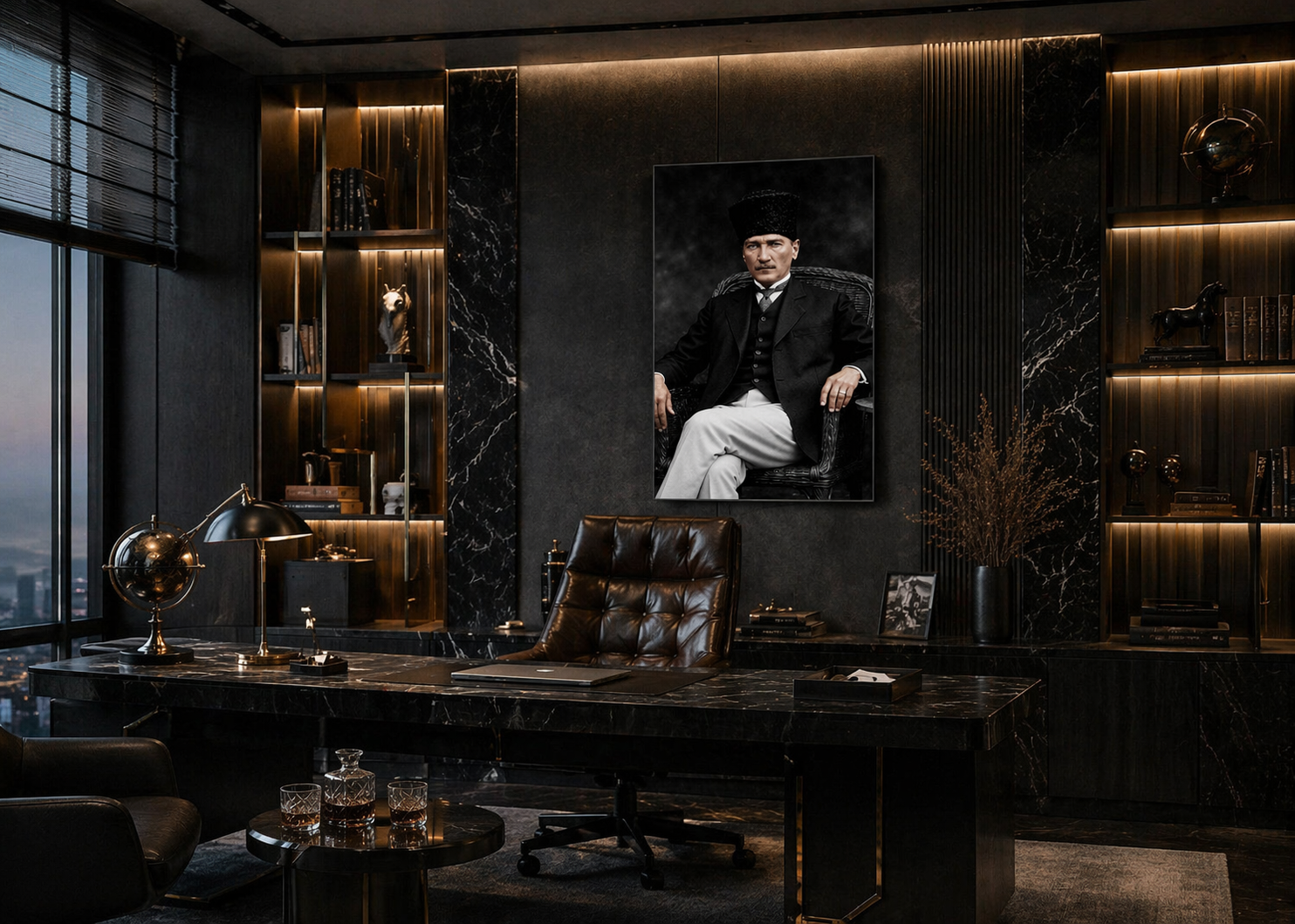 Klasik Asalet Atatürk Cam Tablo