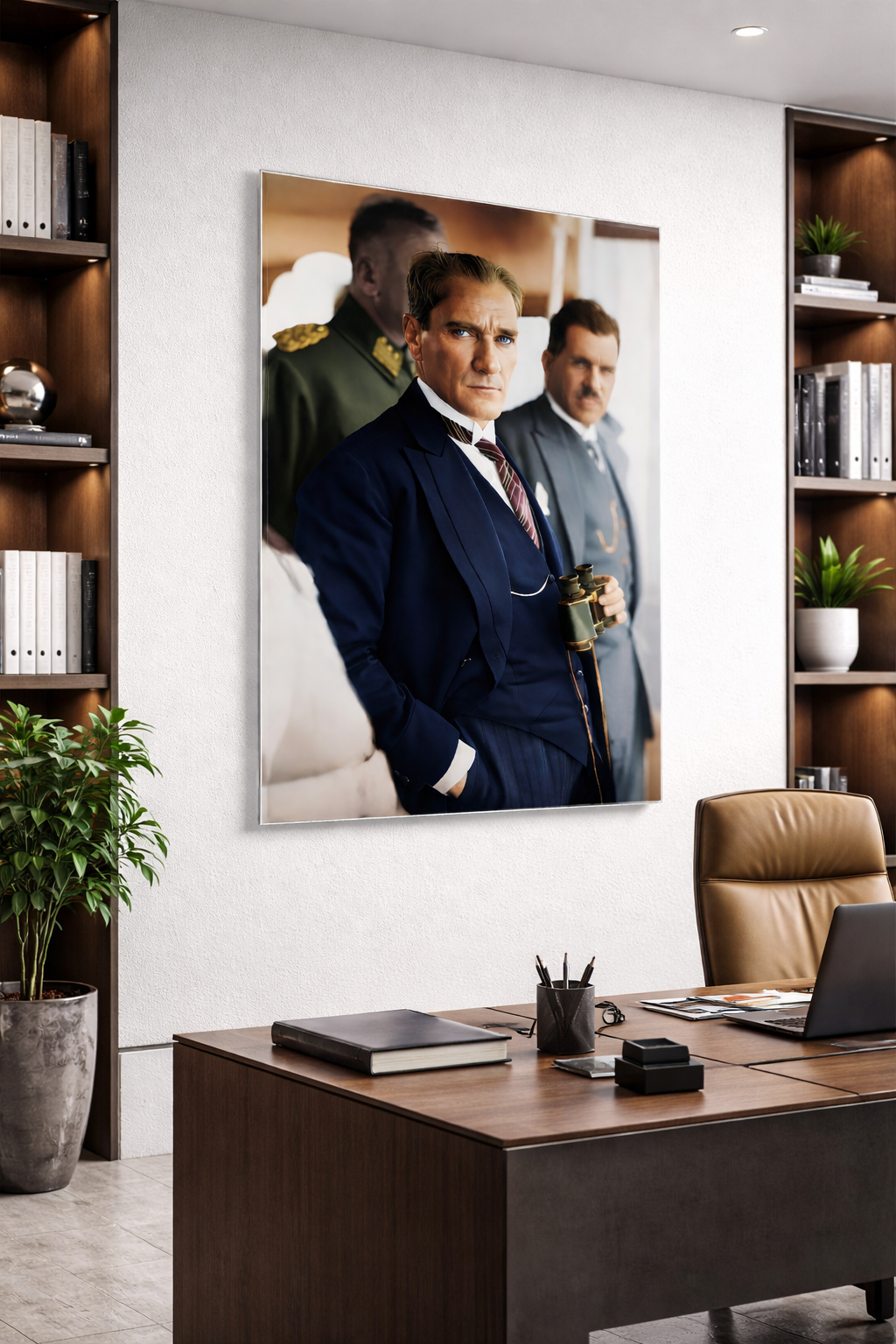 Lacivert İrade Atatürk Cam Tablo