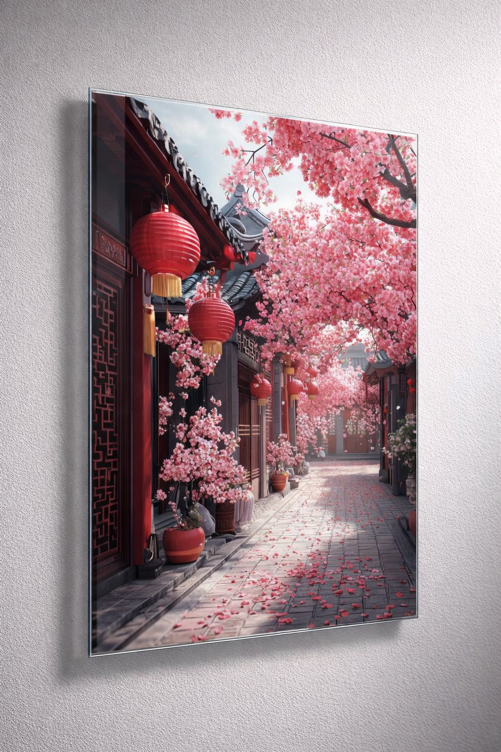 Sakura Sokağı Cam Tablo