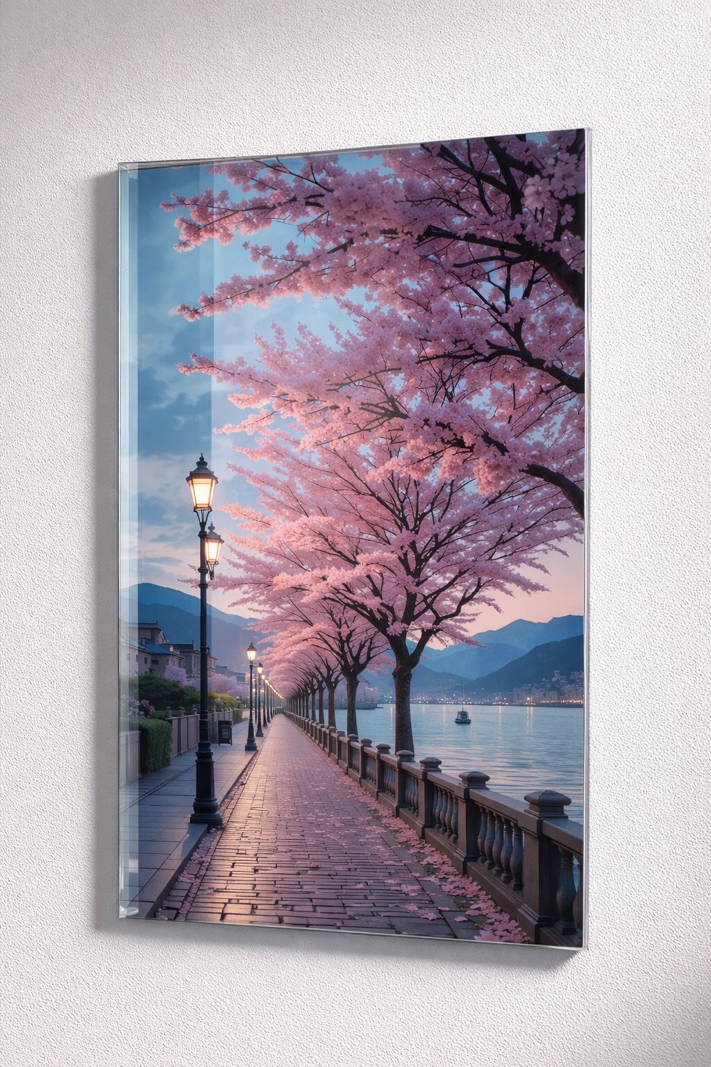 Sakura Yolu Işıltısı Cam Tablo