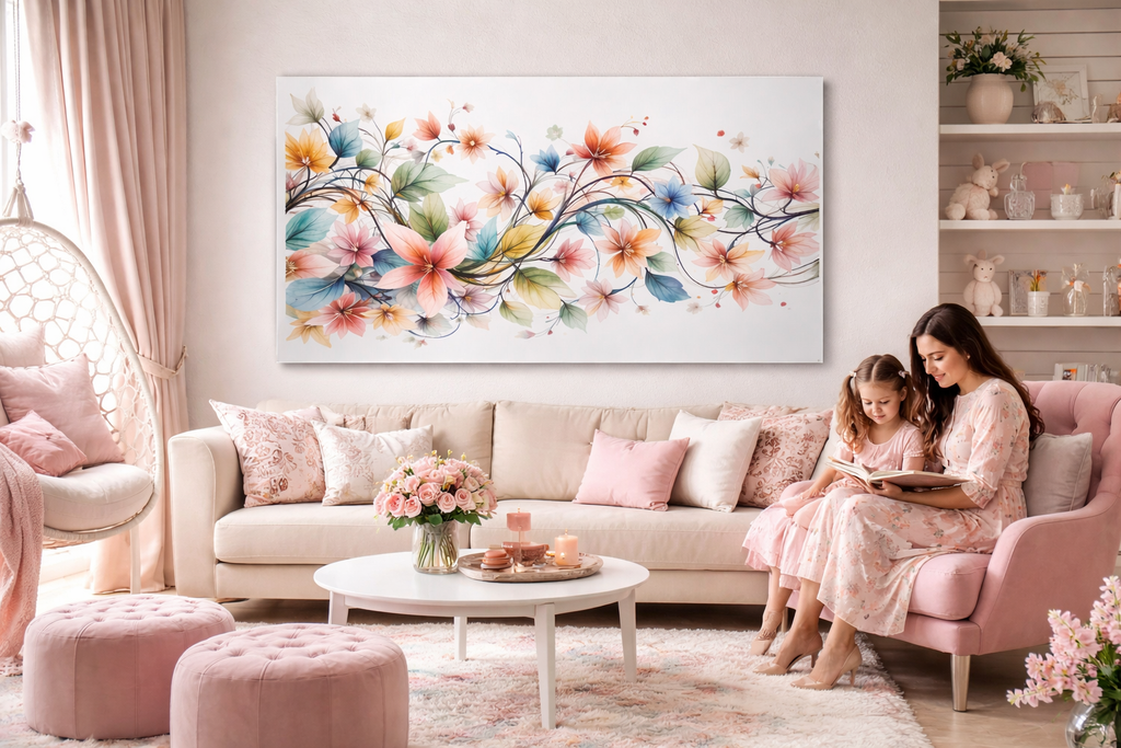 Pastel Bahar Akışı Cam Tablo