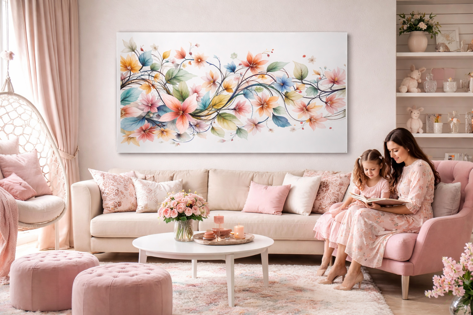 Pastel Bahar Akışı Cam Tablo