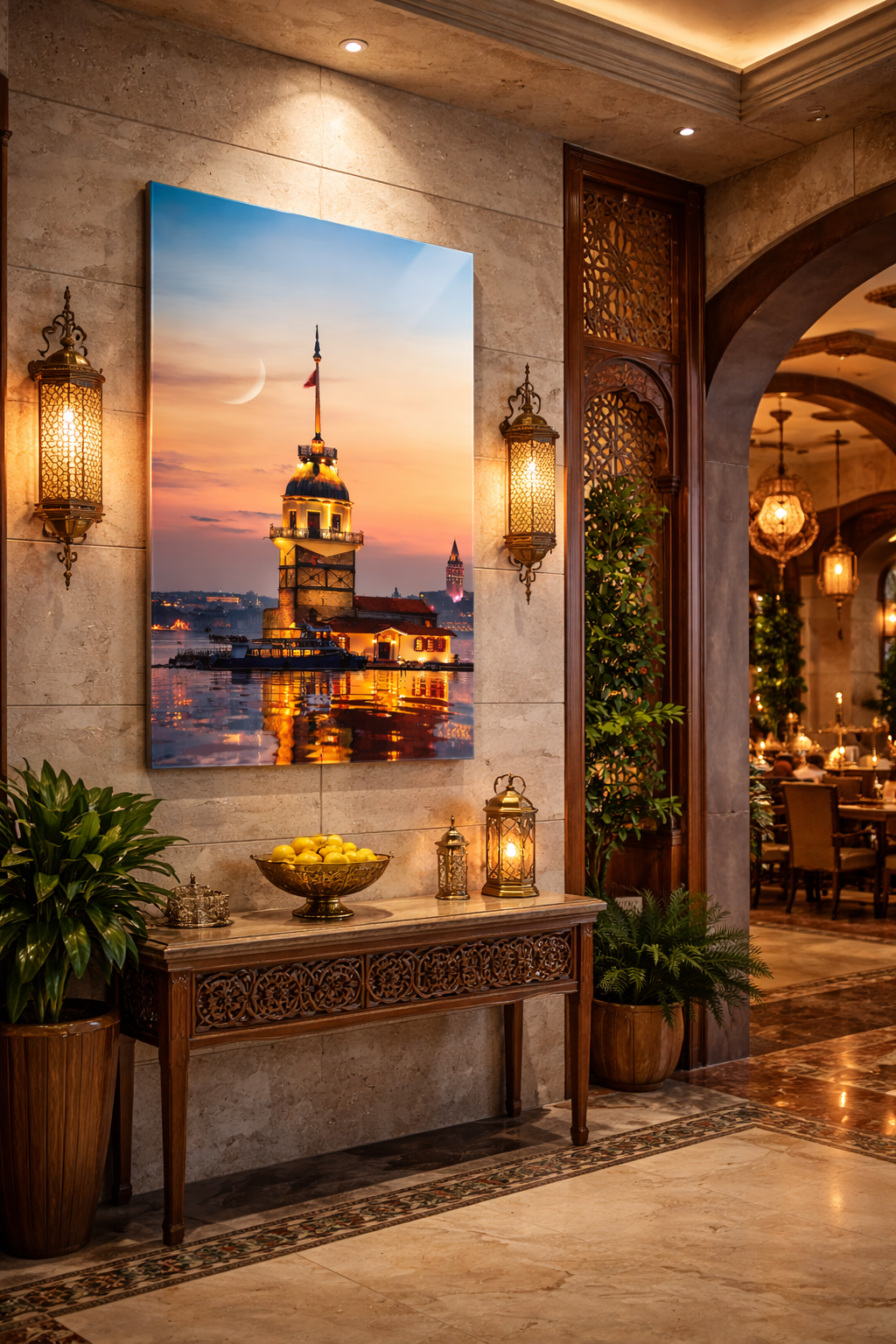 Kız Kulesi Gün Batımı Cam Tablo
