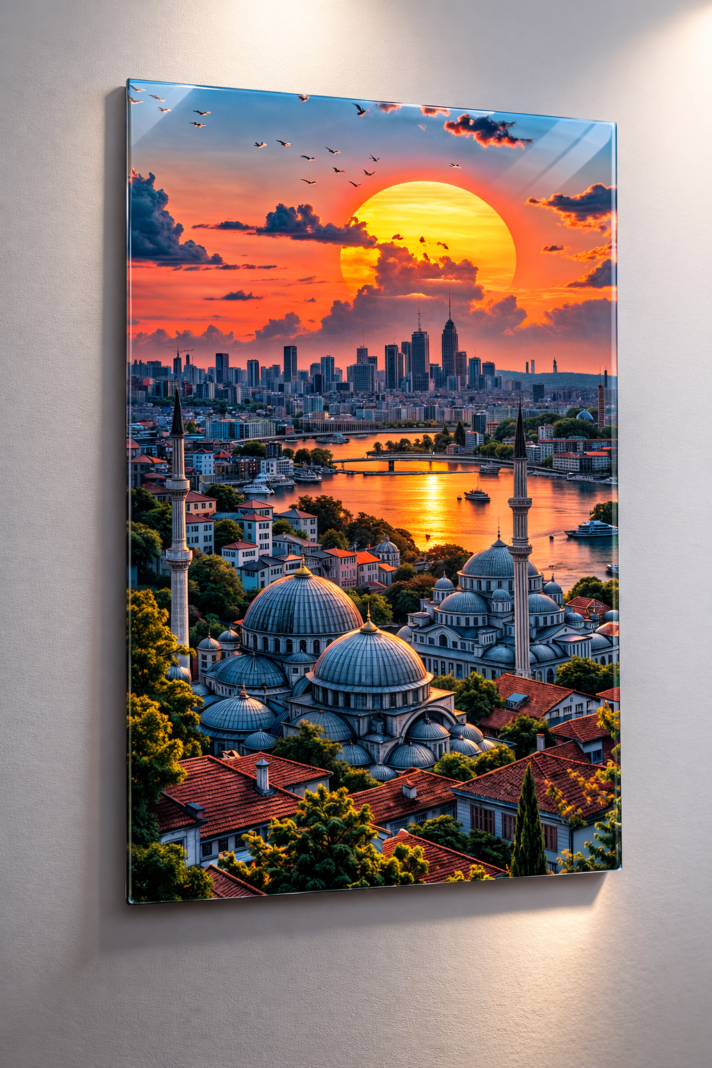 İstanbul Gün Batımı Silüeti Cam Tablo