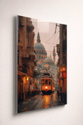 İstanbul Raylarında Akşam Cam Tablo