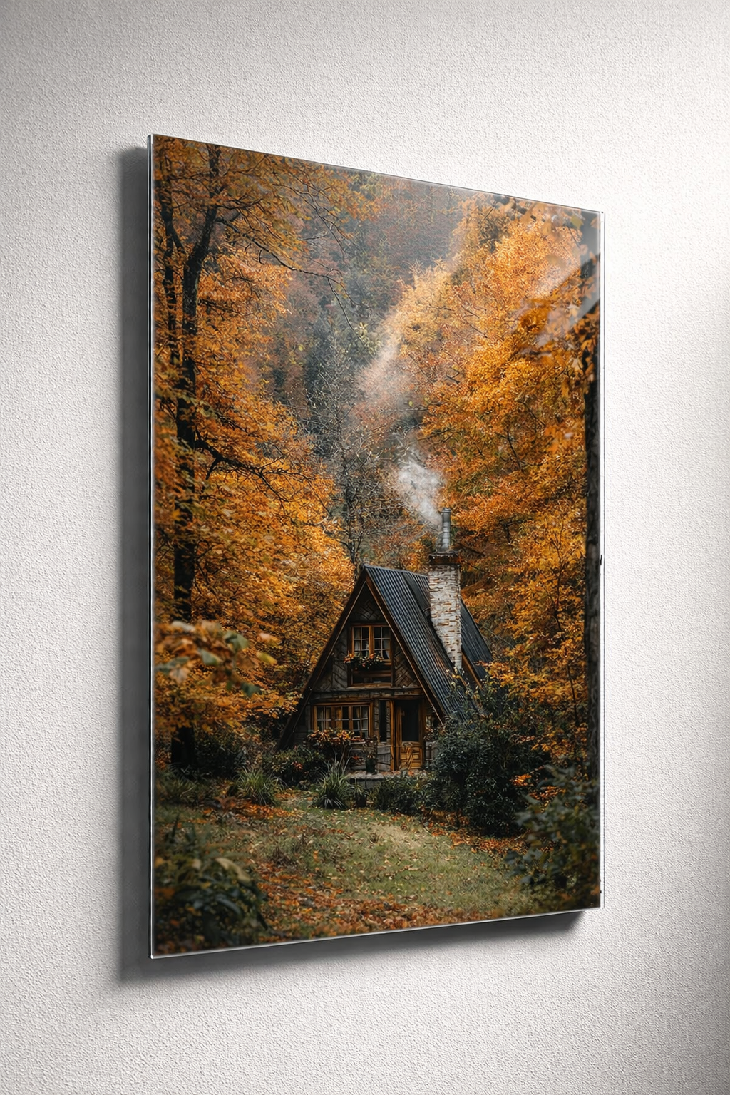 Turuncu Orman Evi Cam Tablo