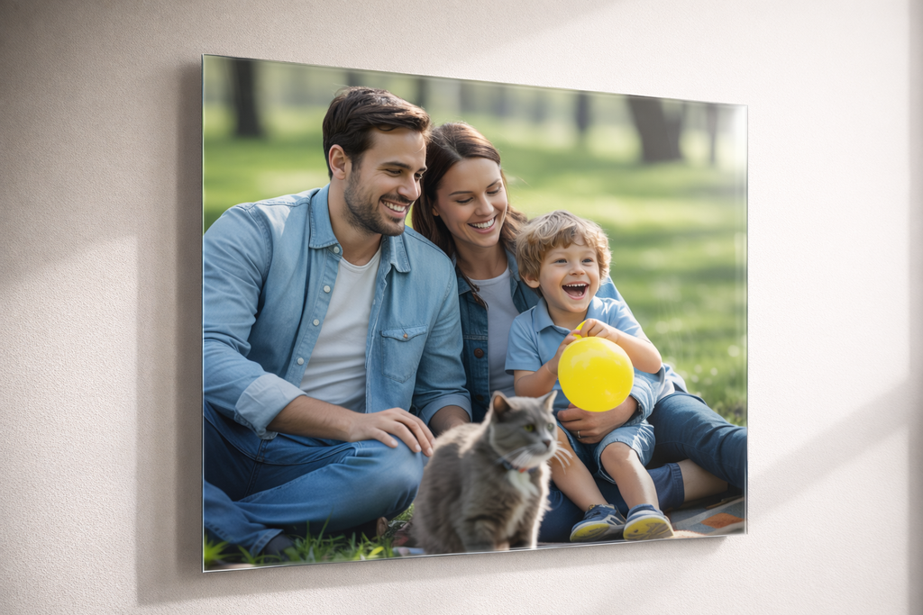 Kişiye Özel Minimal Aile Portresi Cam Tablo