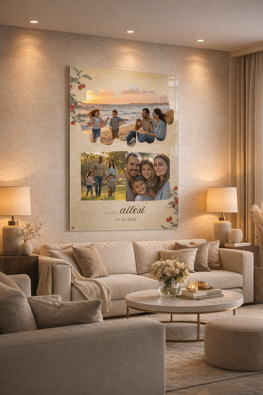 Kişiye Özel Aile Hatırası Cam Tablo