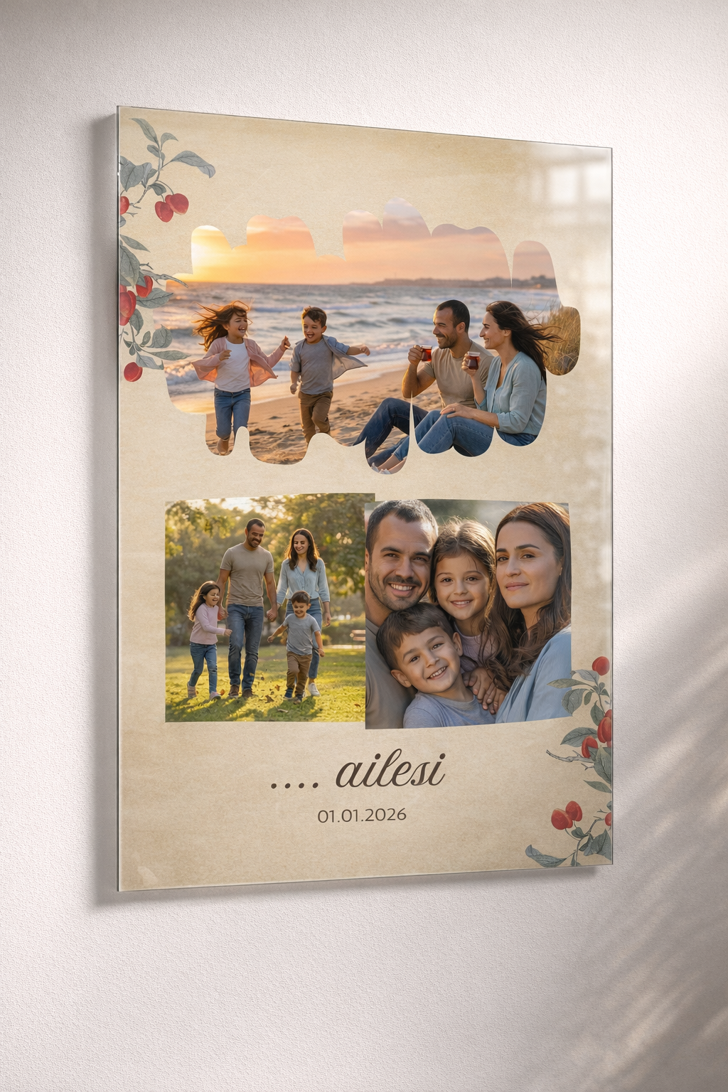 Kişiye Özel Aile Hatırası Cam Tablo