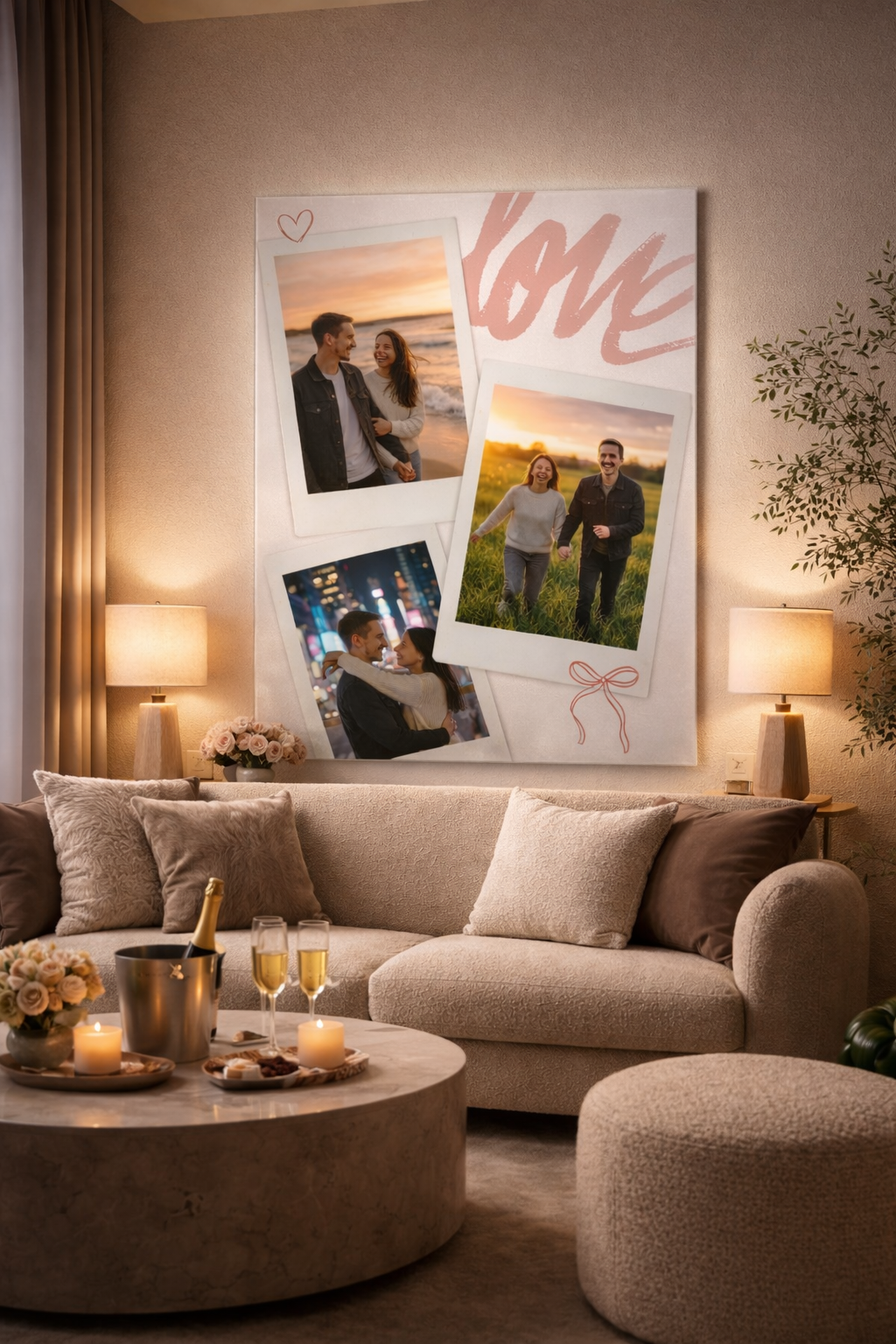 Kişiye Özel Love Kolaj Cam Tablo