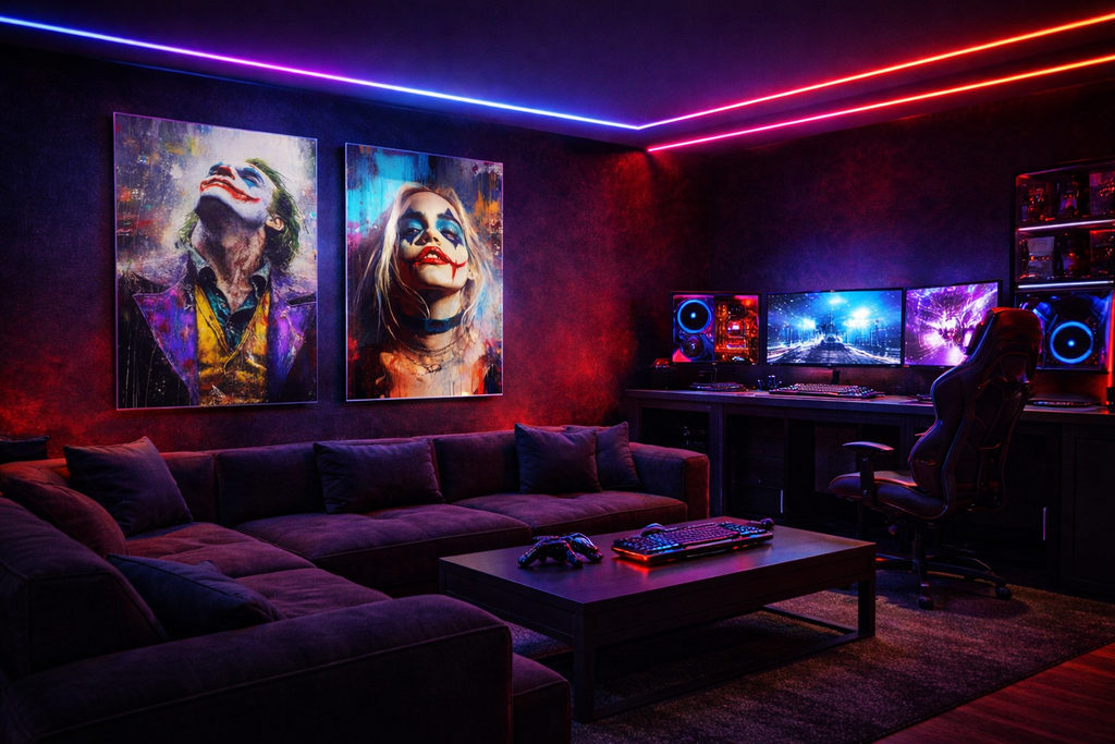 Joker&Harley Queen Portreleri Cam Tablo Seti
