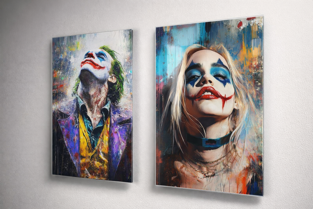 Joker&Harley Queen Portreleri Cam Tablo Seti