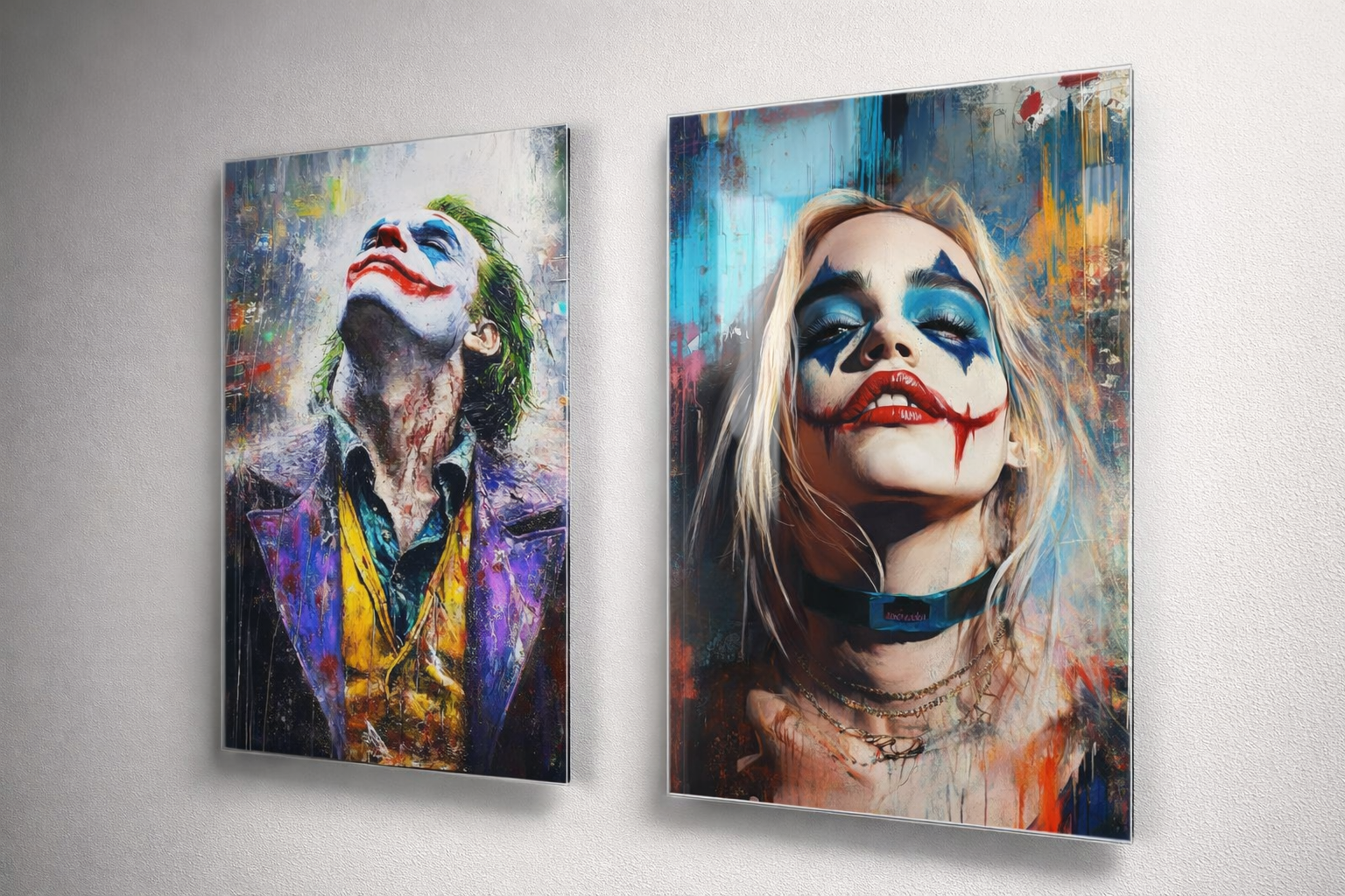 Joker&Harley Queen Portreleri Cam Tablo Seti