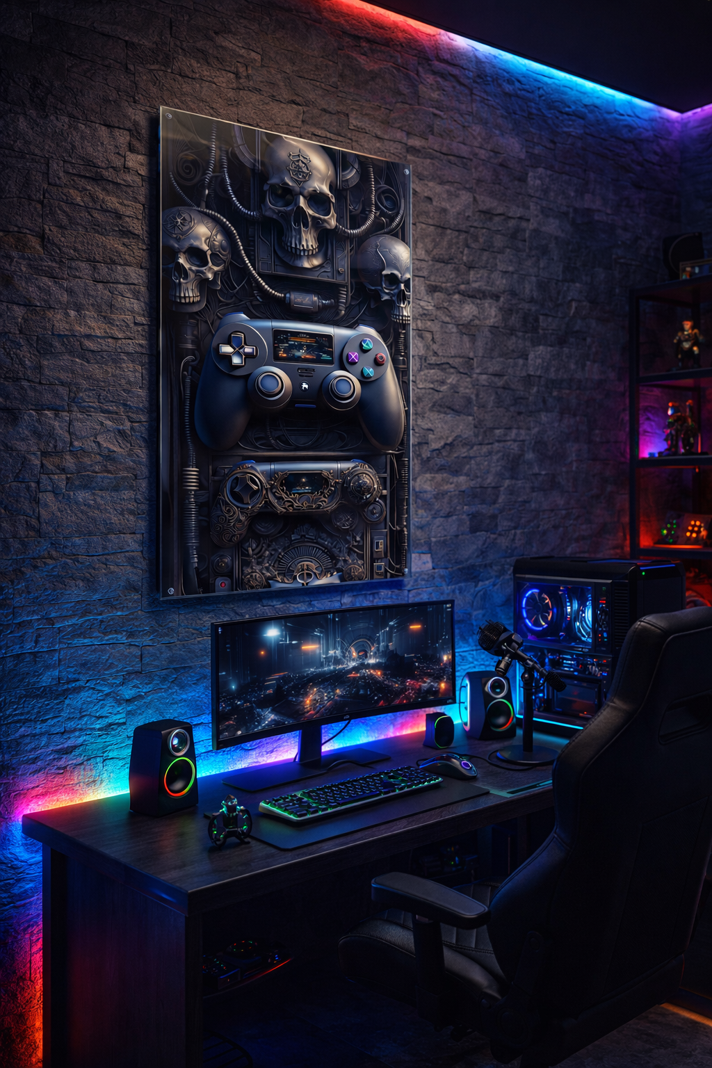 Karanlık Gamer Sistemi Cam Tablo