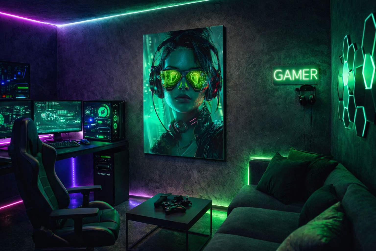 Yeşil Cyber DJ Cam Tablo