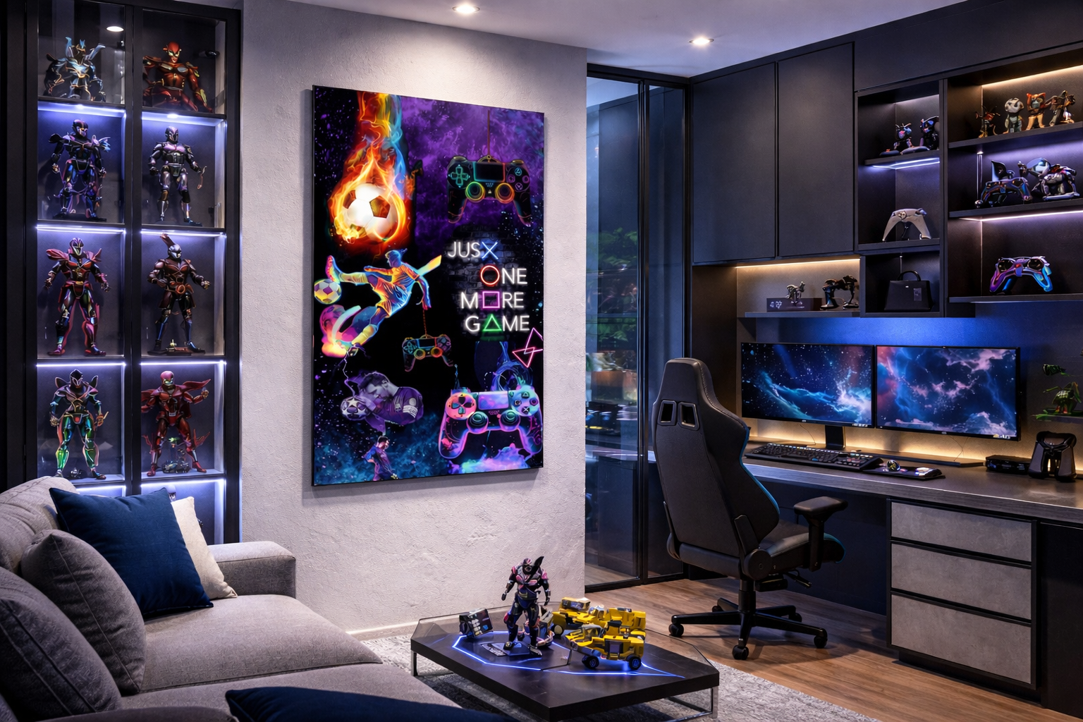 Neon Maç Gecesi Cam Tablo