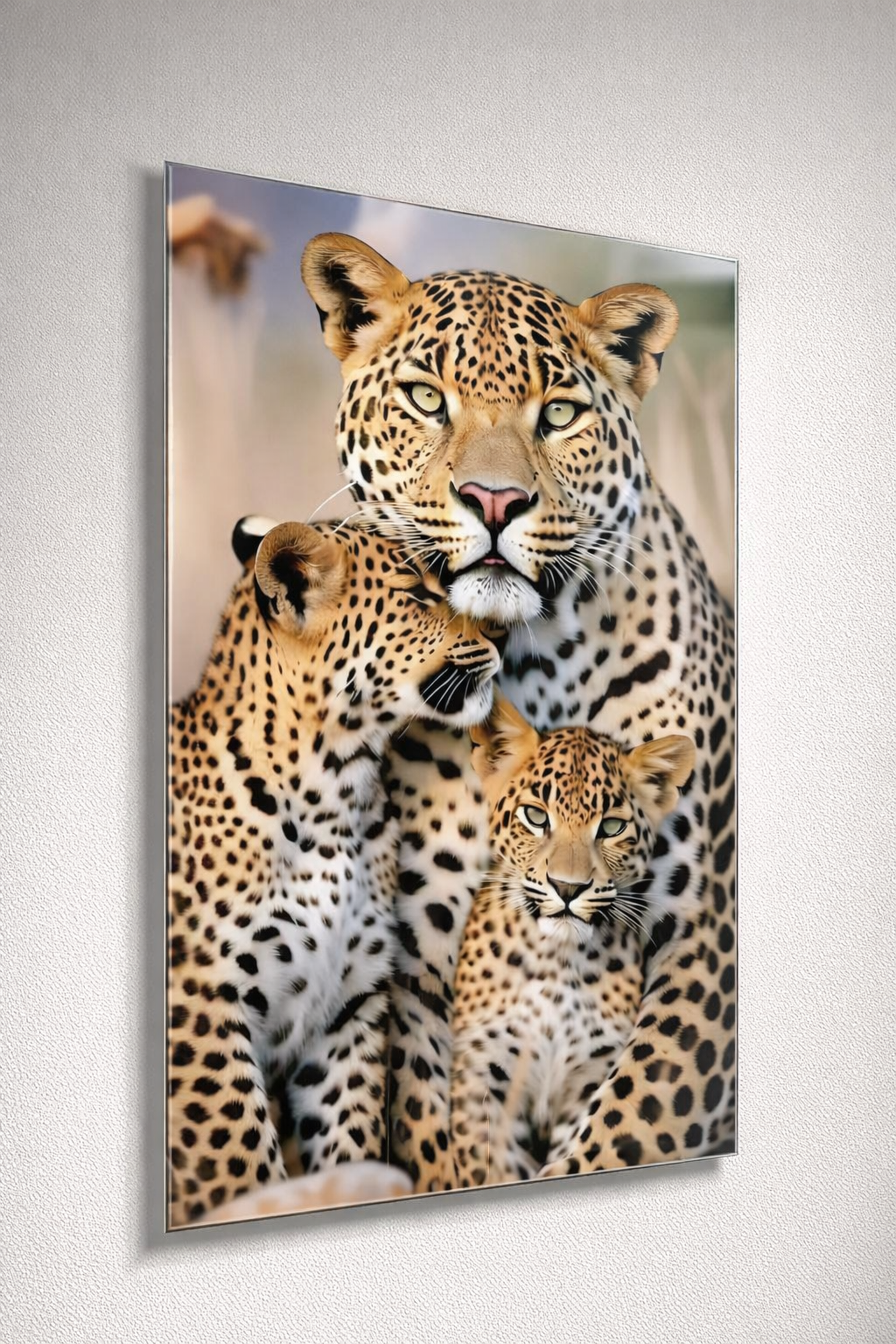 Leopar Ailesi Cam Tablo