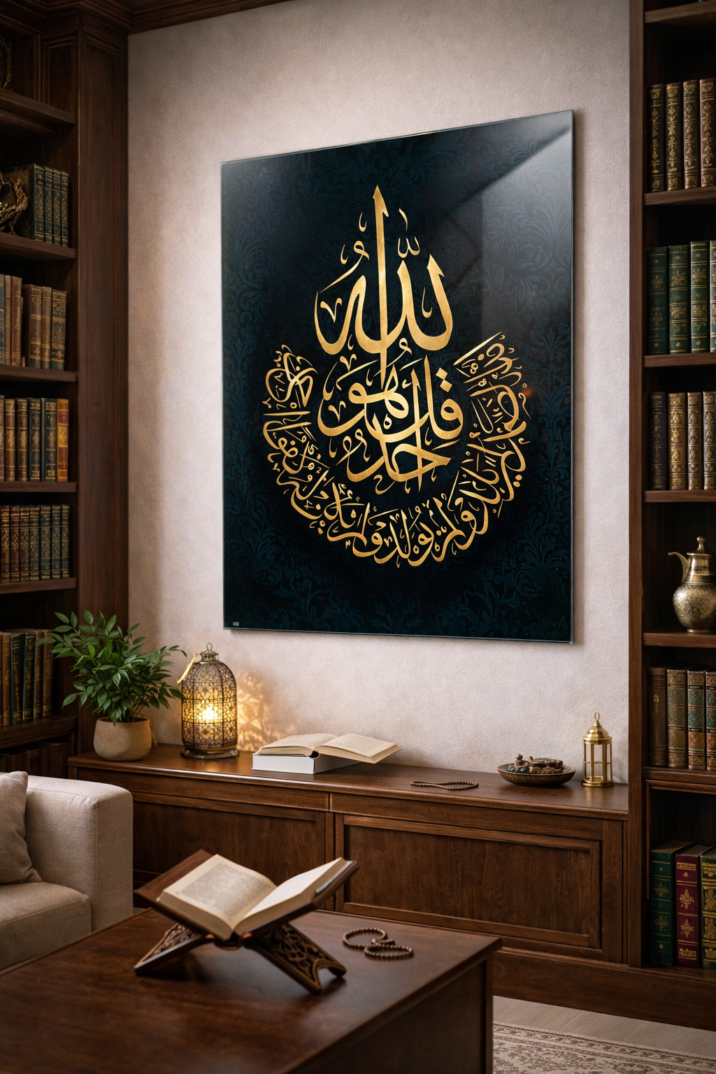 Altın Ayet Dairesi Allah Cam Tablo