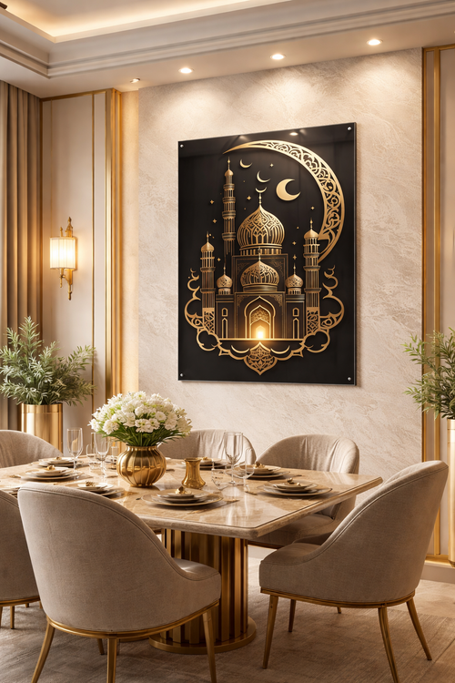 Altın Hilalli Cami Cam Tablo