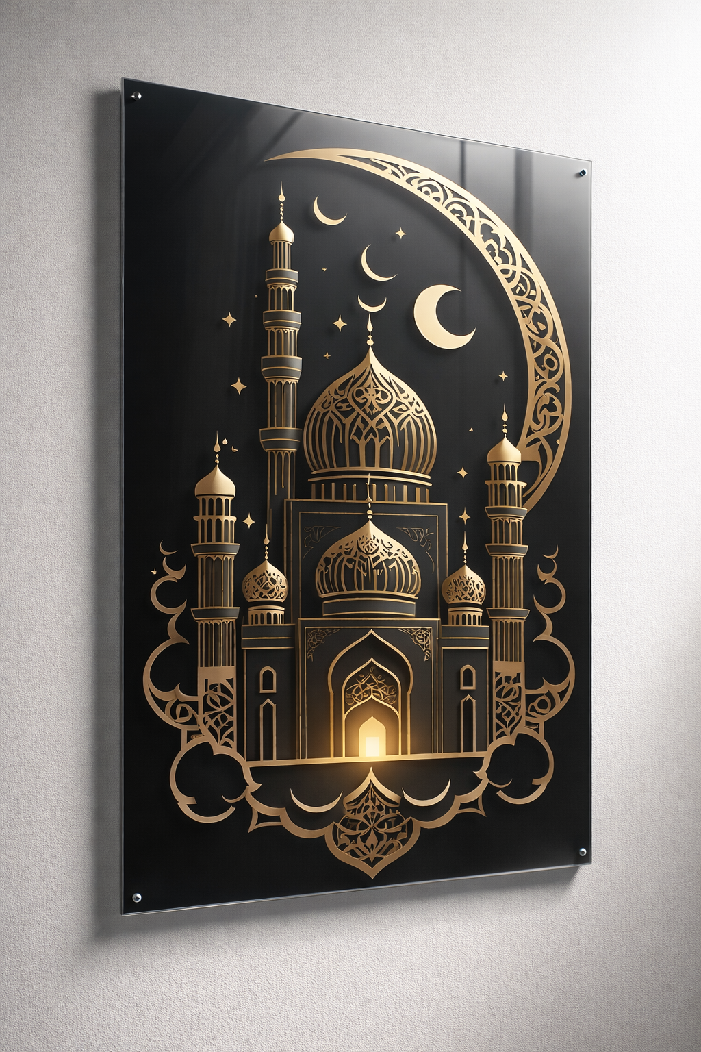 Altın Hilalli Cami Cam Tablo