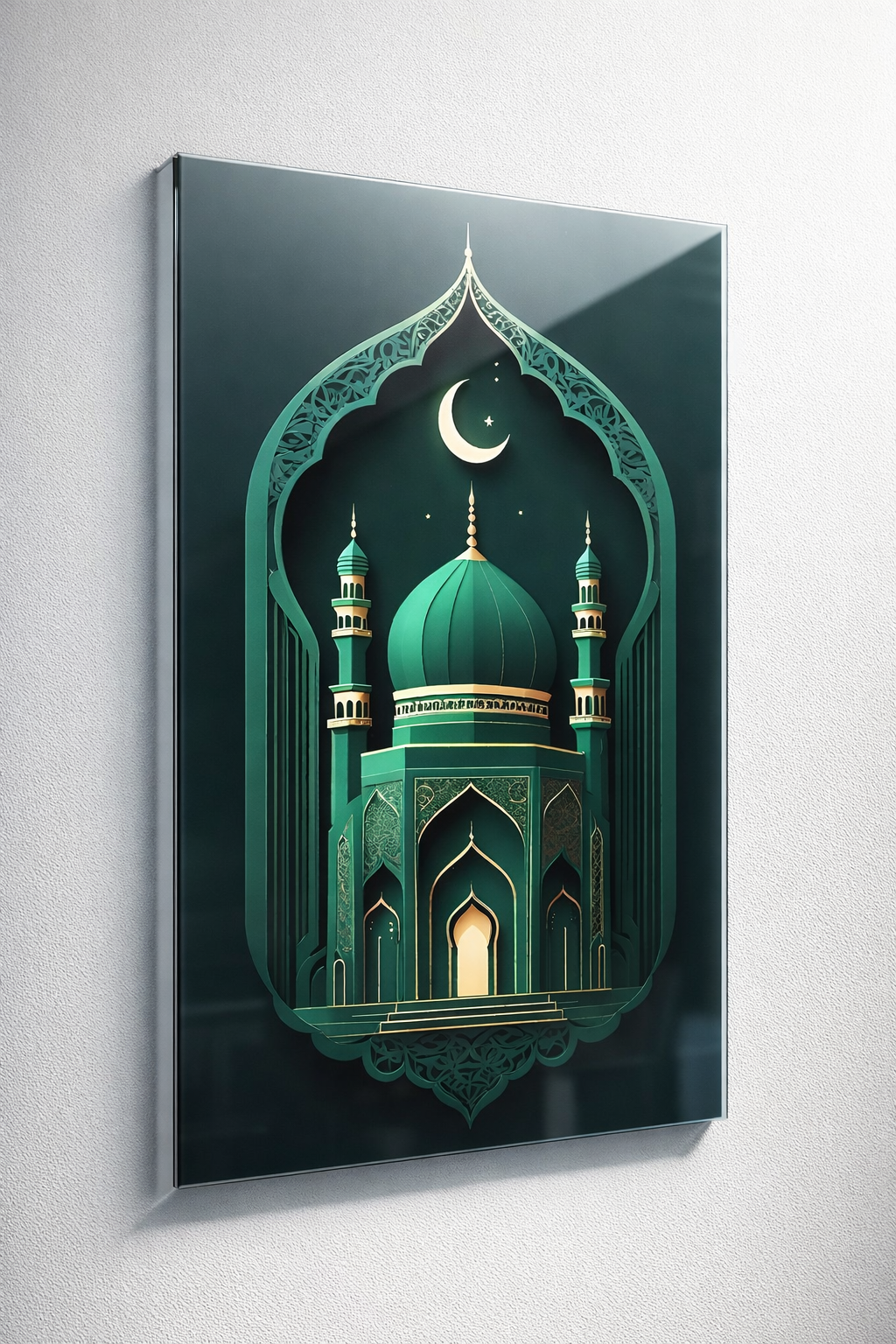 Hilalli Yeşil Cami Cam Tablo