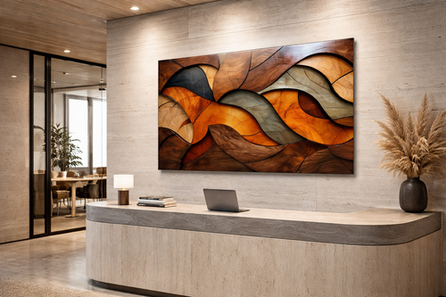 Ahşap Akış Formu Cam Tablo