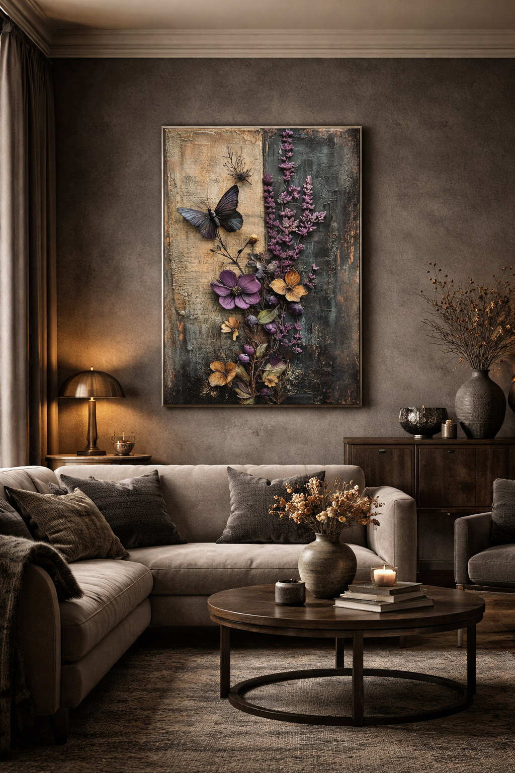 Vintage Kelebek Cam Tablo