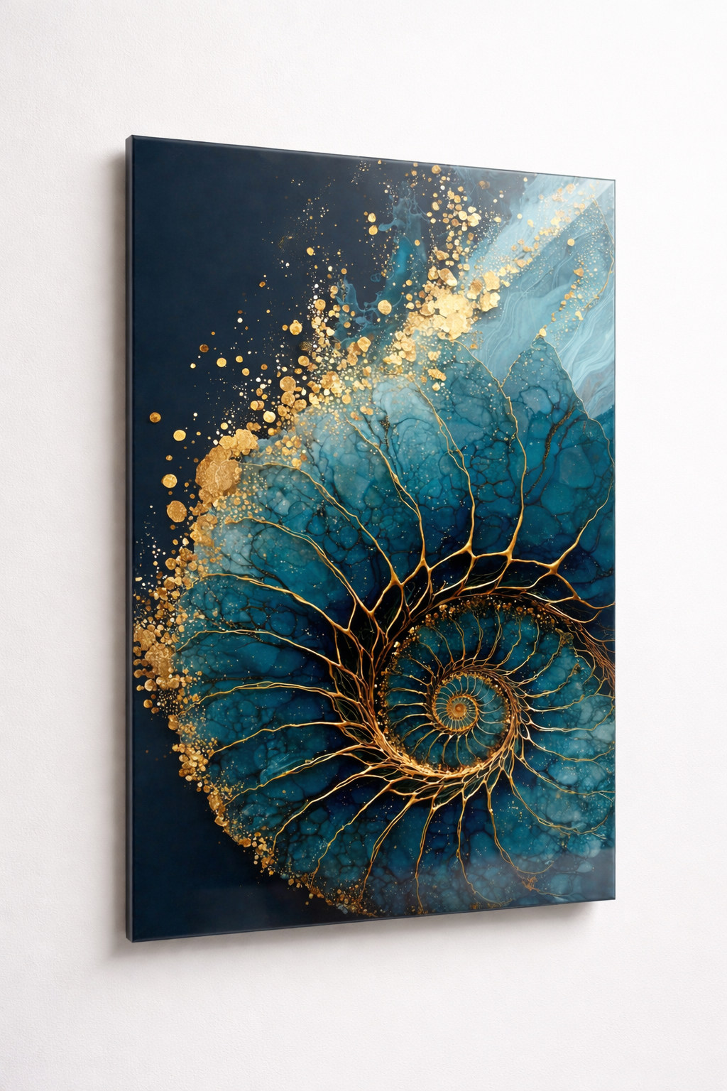 Altın Deniz Kabuğu Cam Tablo