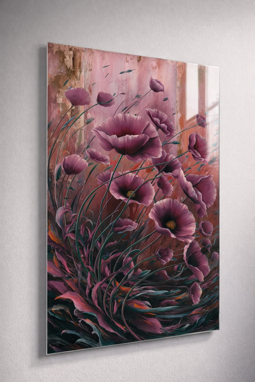 Gül Rengi Rüzgâr Cam Tablo