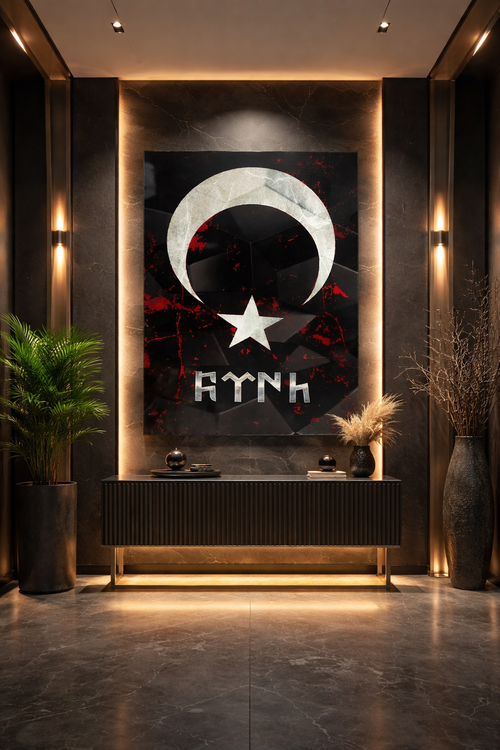 Ay Yıldız Türk İmzası Cam Tablo