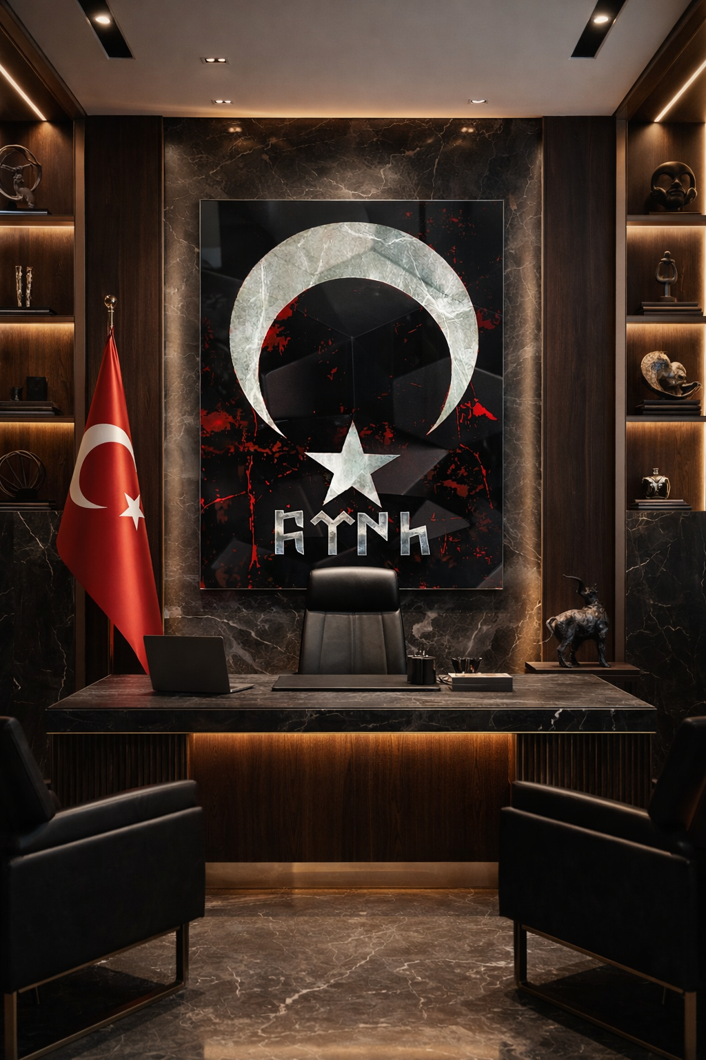 Ay Yıldız Türk İmzası Cam Tablo