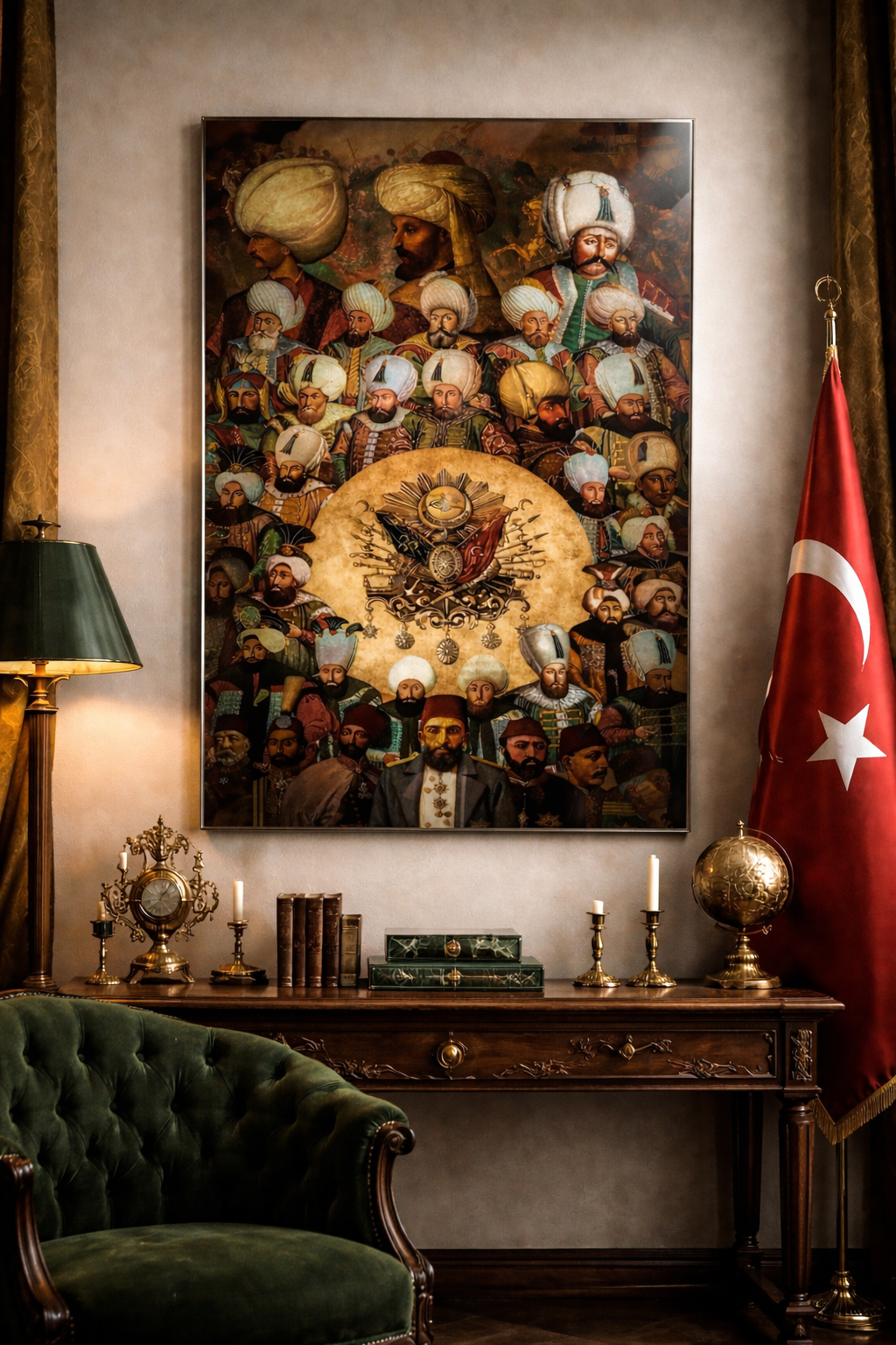 Osmanlı İmparatorluk Portreleri Cam Tablo