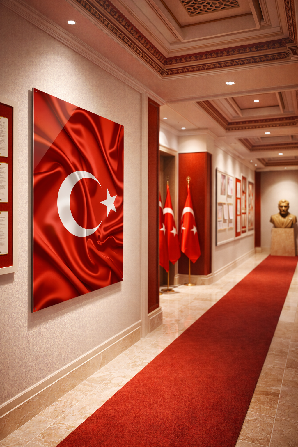 Dalgalanan İrade Türk Bayrağı Cam Tablo