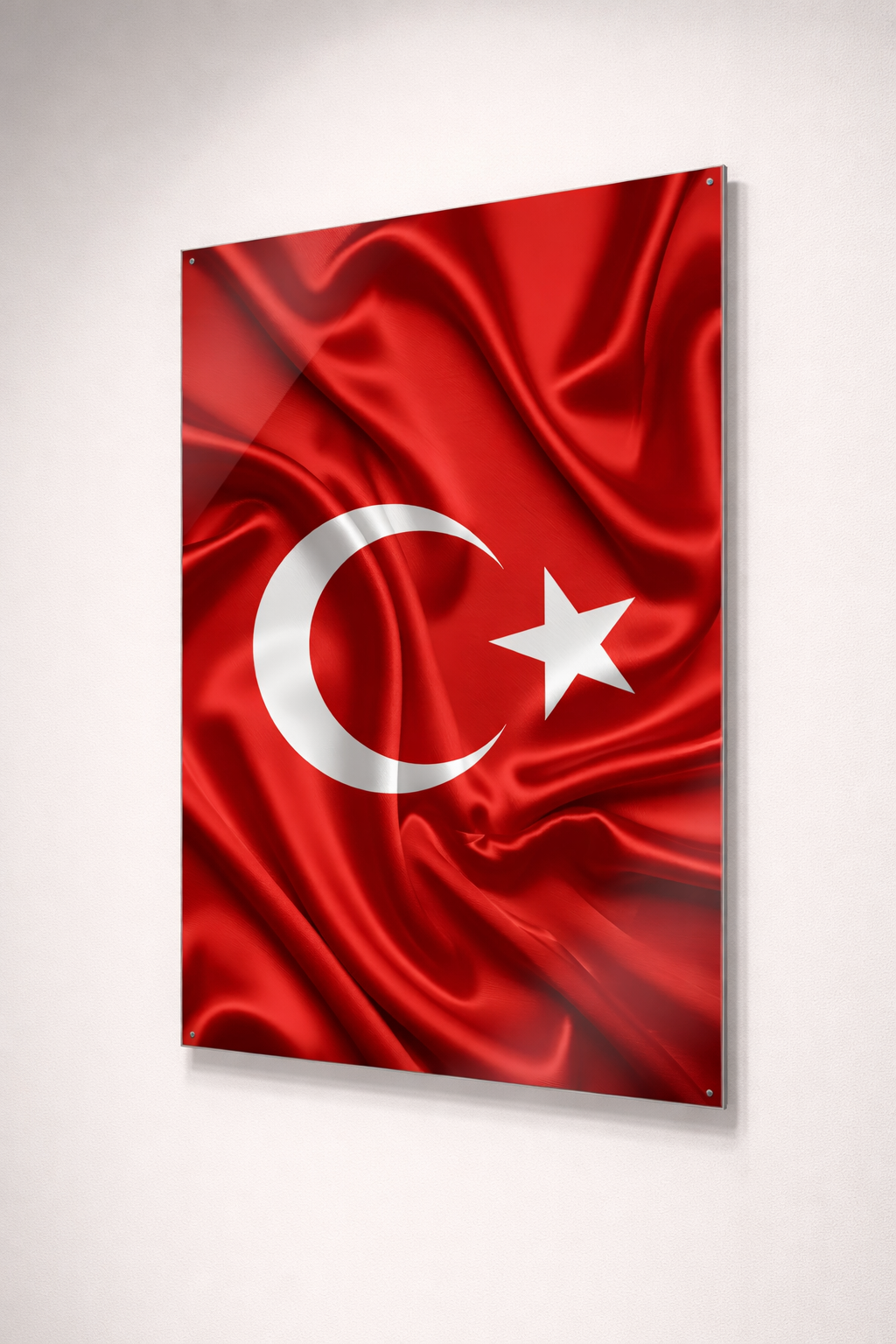 Dalgalanan İrade Türk Bayrağı Cam Tablo
