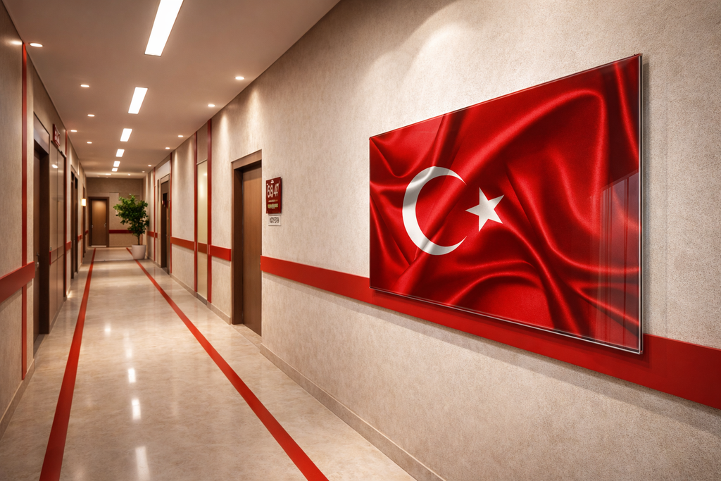 onsuz Dalga Türk Bayrağı Cam Tablo
