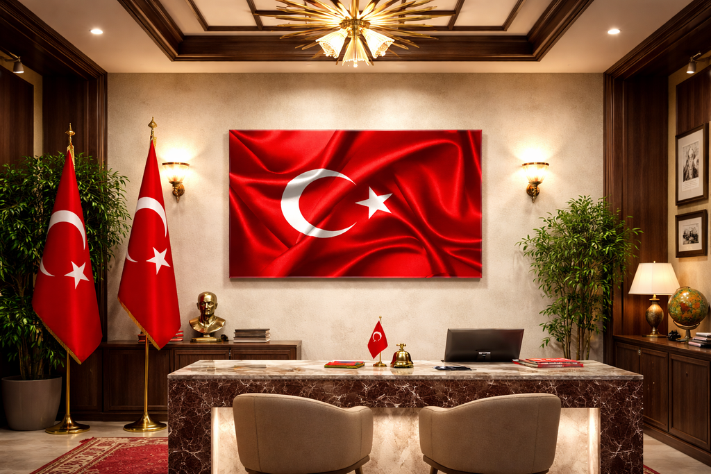 onsuz Dalga Türk Bayrağı Cam Tablo