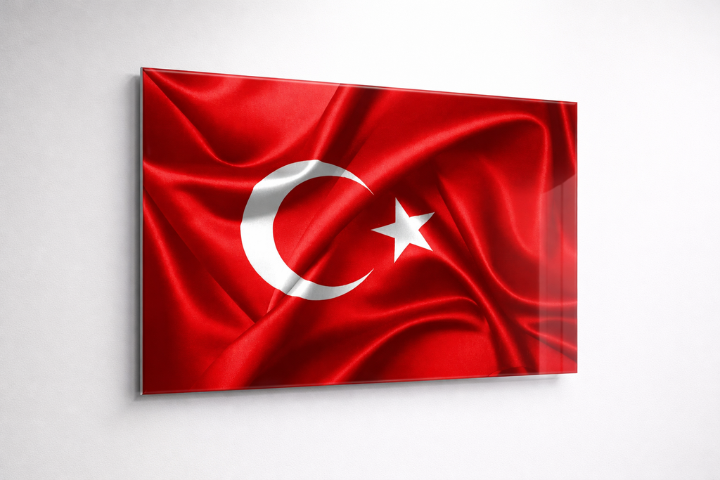 onsuz Dalga Türk Bayrağı Cam Tablo