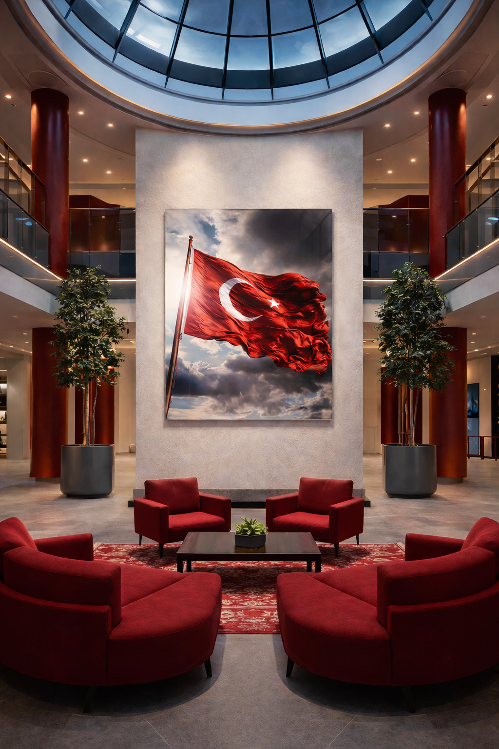 Fırtınada Yükselen Bayrak Cam Tablo