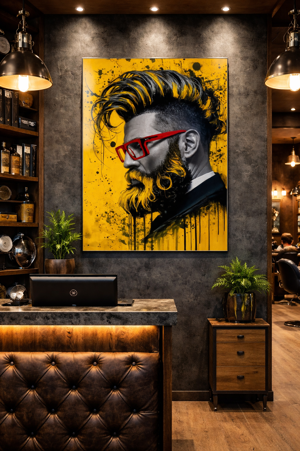 Pop Art Sakal Portresi Cam Tablo
