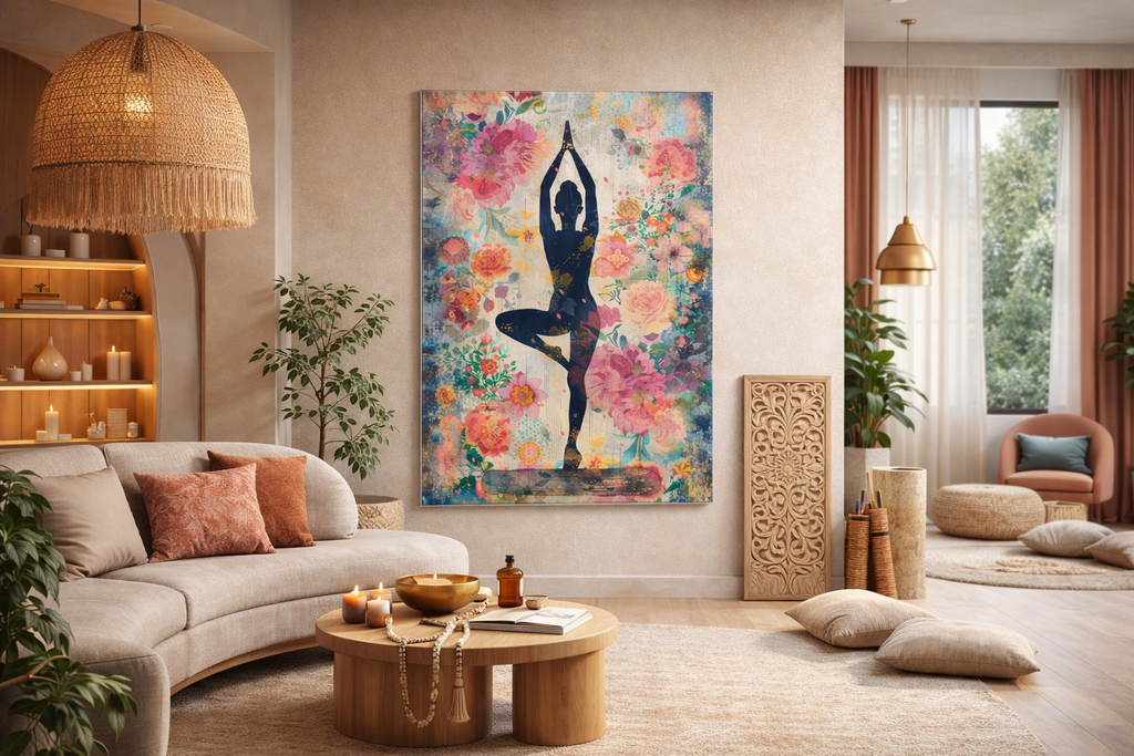Yoga Bahçesi Cam Tablo